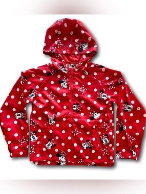 Disney Minnie Mouse Polka Dot Hooded Packable Windbreaker/Rain Jacket